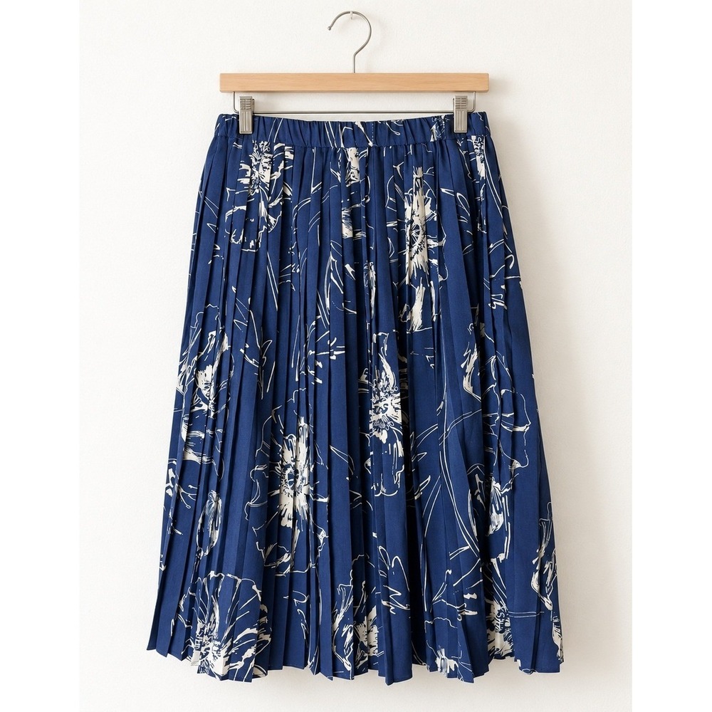Banana Republic Pleated Skirt Women Small Blue Floral NWT Accordion Midi Boho